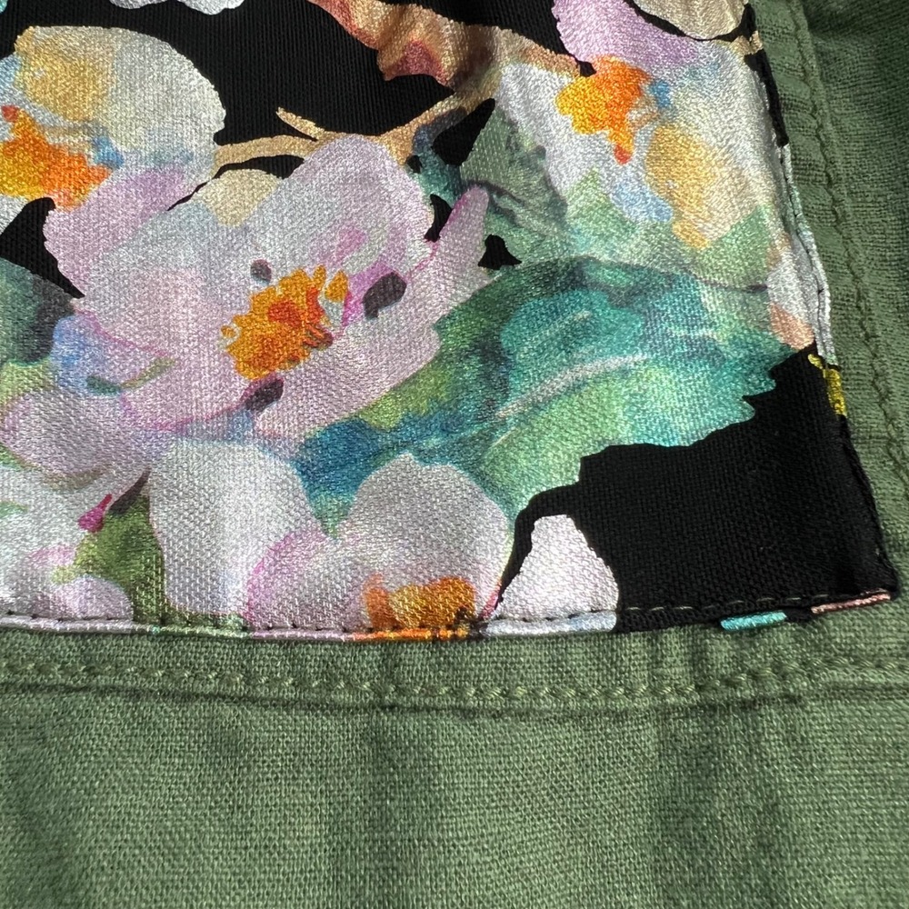 Handmade Floral Patchwork Shirt Botanical Earthy Green Sz M Unique Granola Artsy - Picture 9 of 13